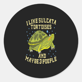 Sticker Rond J'Aime Les Tortues Sulcata Et Peut-Être 3 Personne