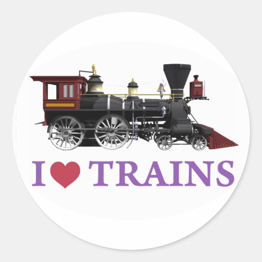 Sticker Rond J'aime les trains (Devant)