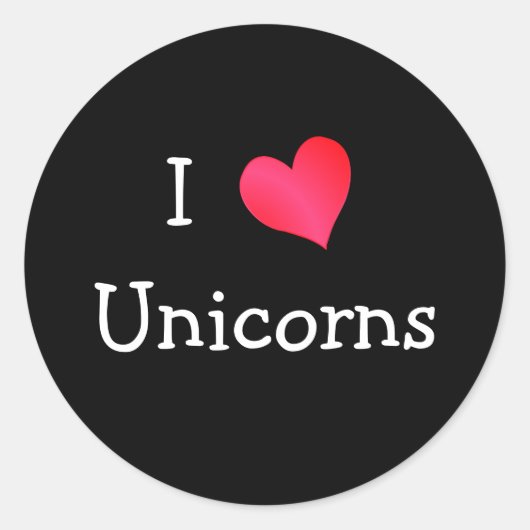 Sticker Rond J'Aime Les Unicornes (Devant)