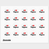 Sticker Rond J'aime les végans (Feuille)