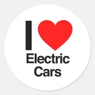 Sticker Rond j'aime les voitures électriques