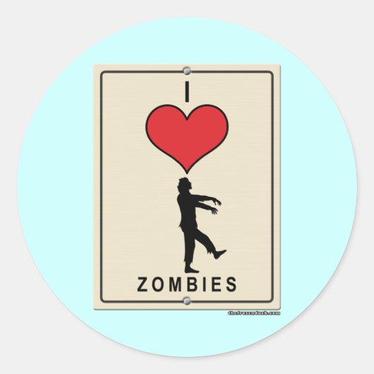 Sticker Rond J'aime les zombies (Devant)