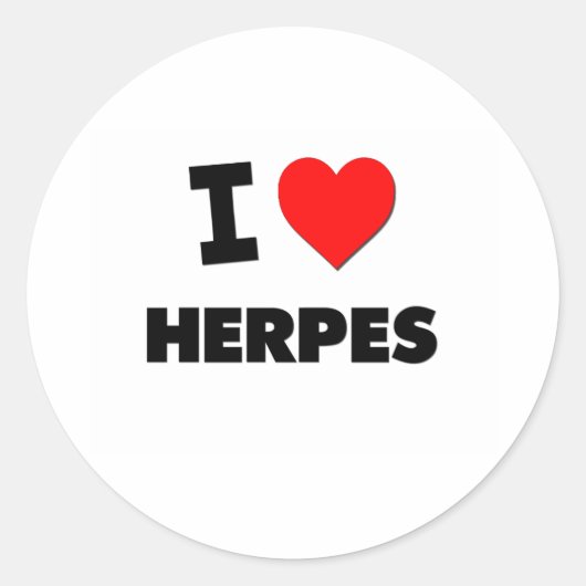 Sticker Rond J'aime l'herpès (Devant)