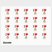 Sticker Rond J'aime Linux (Feuille)