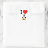 Sticker Rond J'aime Linux (Sac)