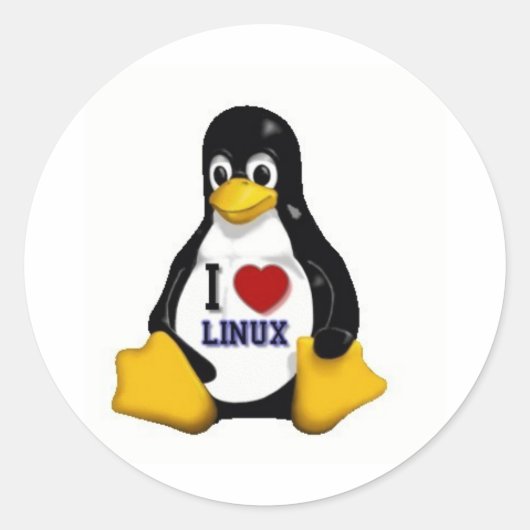 Sticker Rond J'aime Linux (Devant)