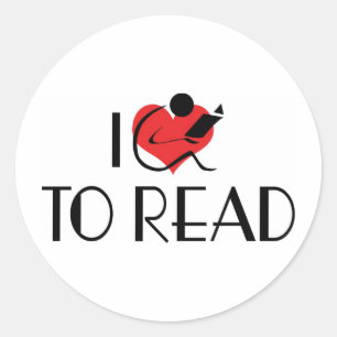 Sticker Rond J'aime lire avec cœur - Amoureux de livres