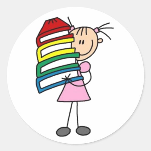 Sticker Rond J'Aime Lire La Figure De Stick (Devant)