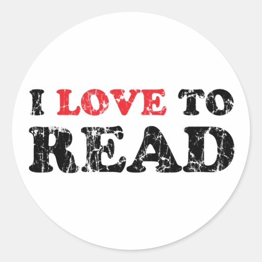 Sticker Rond J'Aime Lire Perturbé (Devant)