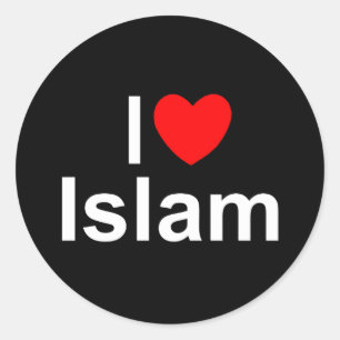 Sticker Rond J'aime l'Islam (de coeur)