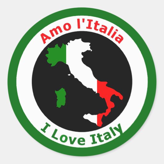 STICKER ROND J'AIME L'ITALIE (Devant)