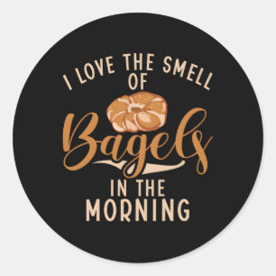 Sticker Rond J'Aime L'Odeur Des Bagels Dans Le Bagel Du Matin