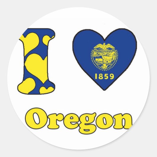 Sticker Rond J'aime l'Oregon (Devant)