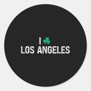 Sticker Rond J'aime Los Angeles Trèfle Shamrock de la Saint-Pat