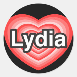 Sticker Rond J'aime Lydia. Je t'aime Lydia. Cœur