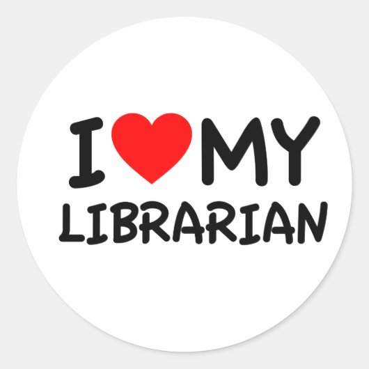 Sticker Rond J'aime ma bibliothécaire (Devant)