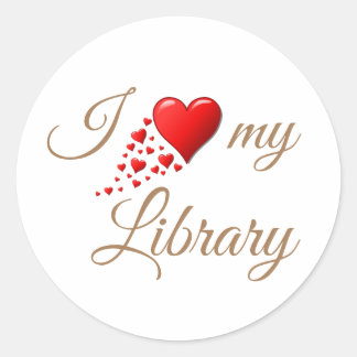 Sticker Rond J'aime ma bibliothèque Feuille d'autocollant rond