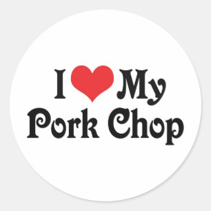 Sticker Rond J'Aime Ma Bouchée De Porc