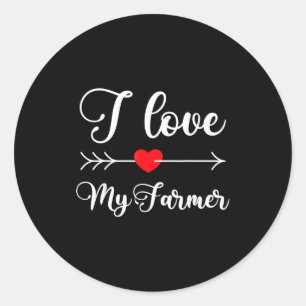 Sticker Rond J'aime ma citation de fermier Femme de fermier Pet