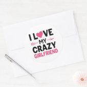 Sticker Rond J'aime ma copine folle (Enveloppe)