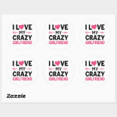 Sticker Rond J'aime ma copine folle (Feuille)