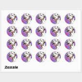 Sticker Rond J'aime ma dalmate (Feuille)