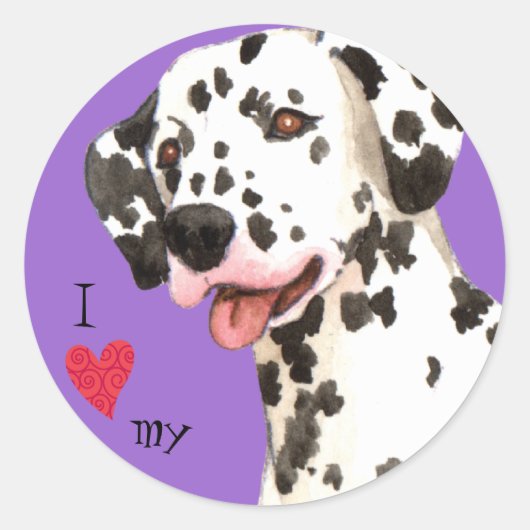 Sticker Rond J'aime ma dalmate (Devant)