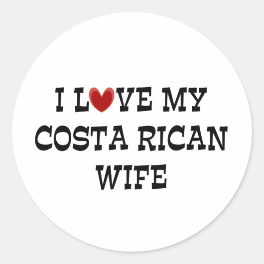 Sticker Rond J'Aime Ma Femme Costaricaine (Devant)