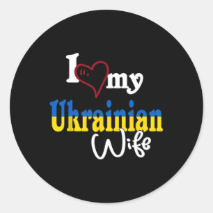 Sticker Rond J'aime ma femme ukrainienne conception artistique