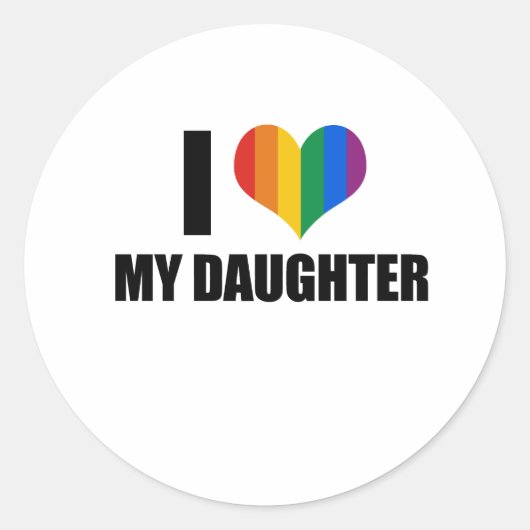 Sticker Rond J'aime ma fille gay (Devant)