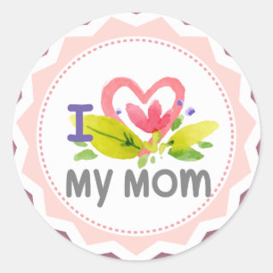 Sticker Rond J'aime ma fleur Starburst de coeur de maman