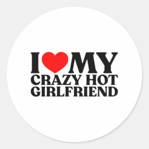 Sticker Rond J'Aime Ma Fou Fille Chaud