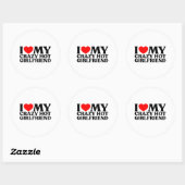 Sticker Rond J'Aime Ma Fou Fille Chaud (Feuille)