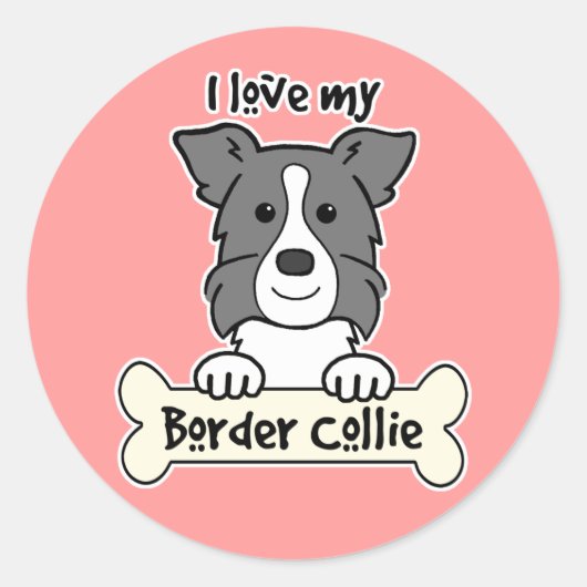 Sticker Rond J'Aime Ma Frontière Collie (Devant)