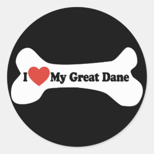 Sticker Rond J'Aime Ma Grande Danse - Os De Chien