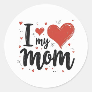 Sticker Rond J'aime ma maman chérie enfants