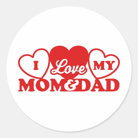Sticker Rond J'aime ma mère et mon père (Devant)