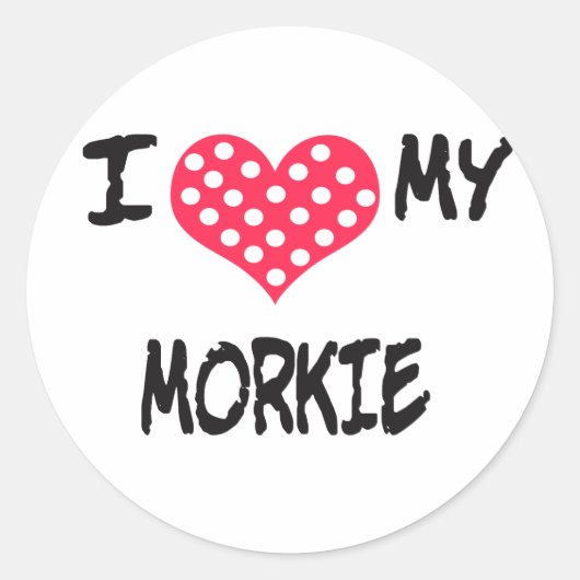 Sticker Rond J'aime ma Morkie (Devant)