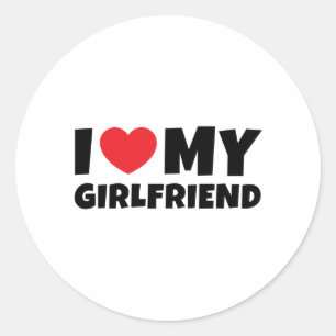 Sticker Rond J'aime ma petite amie, je coeur ma petite amie