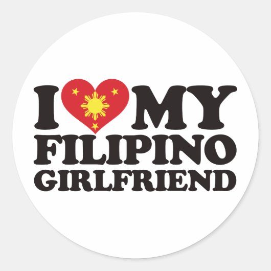 Sticker Rond J'aime ma petite amie philippine (Devant)