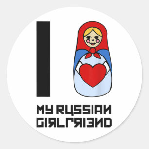 Sticker Rond J'Aime Ma Petite Amie Russe Matrioszka _1