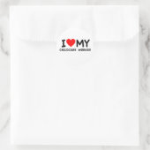 Sticker Rond J'aime ma petite travailleuse (Sac)