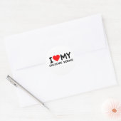 Sticker Rond J'aime ma petite travailleuse (Enveloppe)