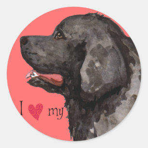 Sticker Rond J'aime ma Terre-Neuve