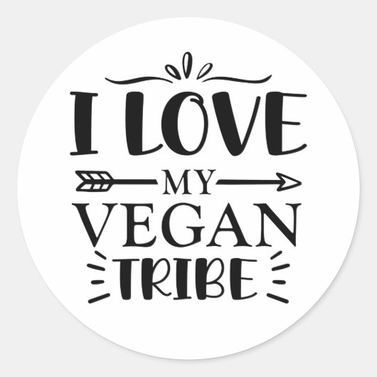 Sticker Rond J'Aime Ma Tribu Vegan, (Devant)