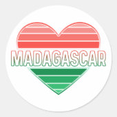 Sticker Rond J'aime Madagascar, coeur malgache (Devant)