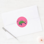 Sticker Rond J'aime Manatees Green Purple (Enveloppe)