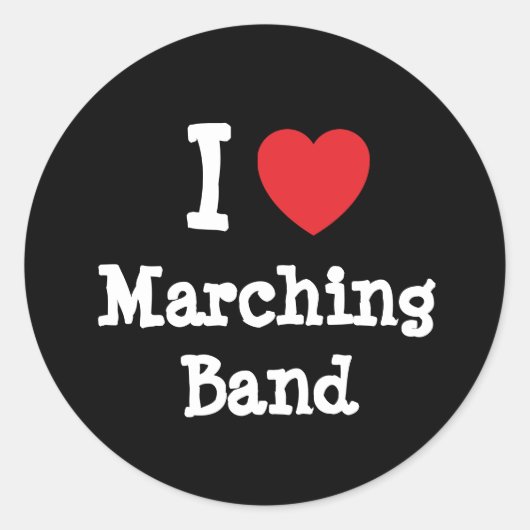 Sticker Rond J'aime Marching Band coeur personnalisé (Devant)