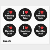 Sticker Rond J'aime Marching Band coeur personnalisé (Feuille)