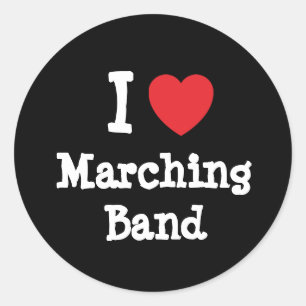 Sticker Rond J'aime Marching Band coeur personnalisé